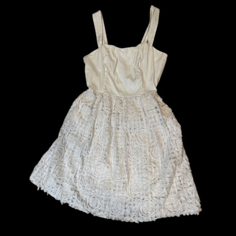 XOXO Women Mini Dress White 9 Rosette Floral Fit Flare Bridal Shower Party